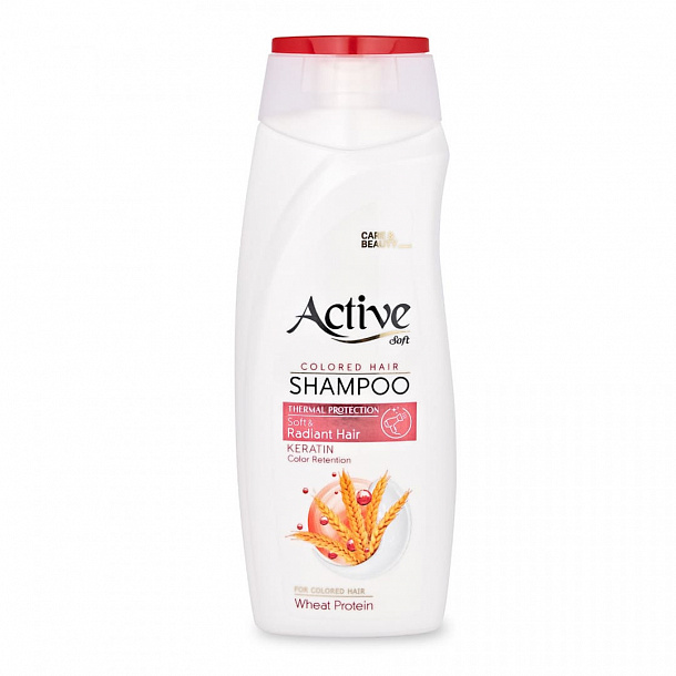 ACTIVE Шампунь для окраш вол CARE & BEAUTY. С кератином и пшеничным протеином, 350 мл/12