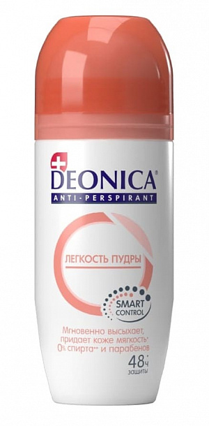 Дезод. женск.DEONICA РОЛИК Легкость пудры, 50 мл/6