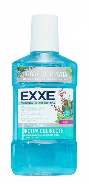 EXXE Ополаскиватель полости рта "Экстра свежесть" (голубой) 250 мл /24
