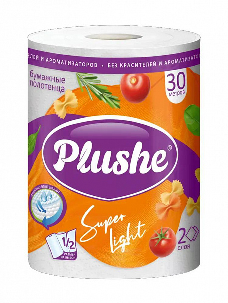 Полотенца Бум Plushe SUPER LIGHT 1 рул 30 м 2 слоя белый /18