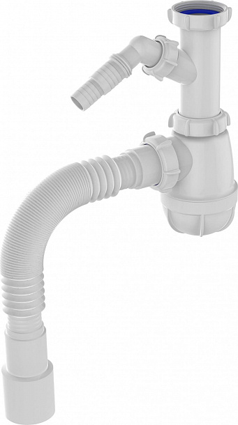 Aquant Сифон для кухни 1 1/2"х40 без выпуска с отводом с/м с г.т. 40х40  /50