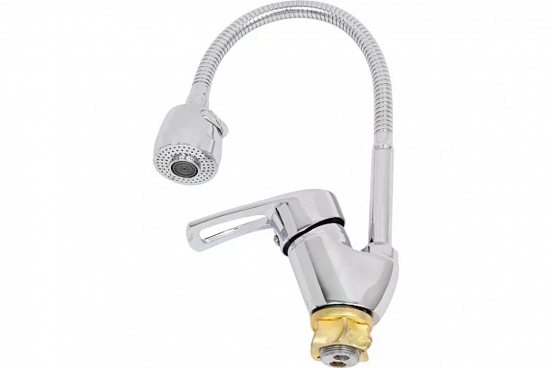 8G4-E181, Смеситель для кухни на гайке (гибкий излив), картр.40