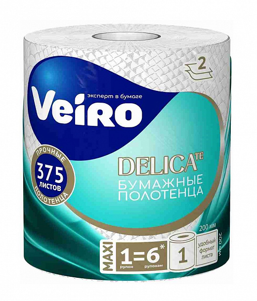 Полотенца Бум Veiro Delicat белые 2х сл 1рулон/6